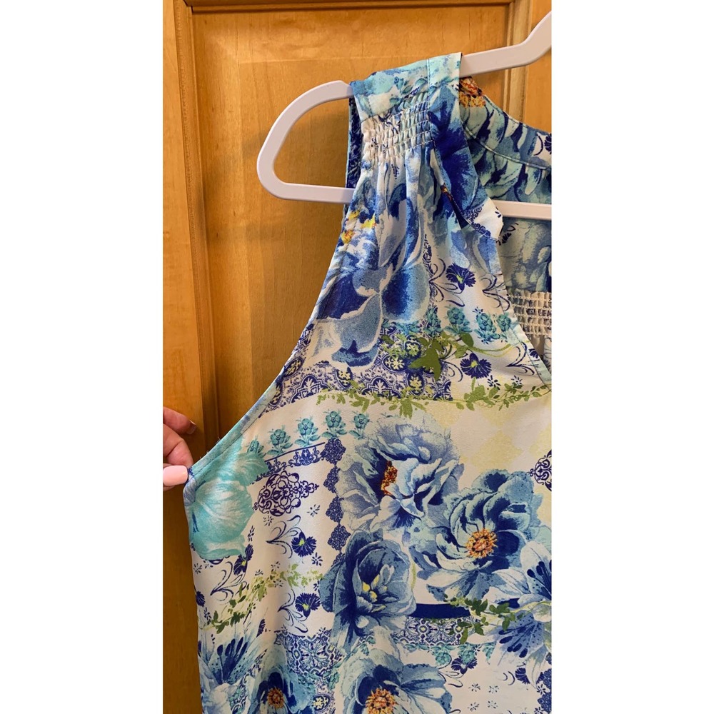 *K236 Fleur Bleve Women's Sleeveless Blouse Sz Lrg Floral Print Vneck Multi EUC - Picture 5 of 10